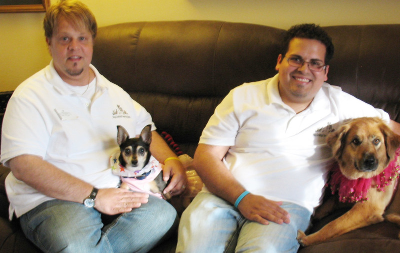 Guy Weidner-Ahorrio, left, with Dolly; and Jose Weidner-Ahorrio with Reina. BY ROGER HILLIS