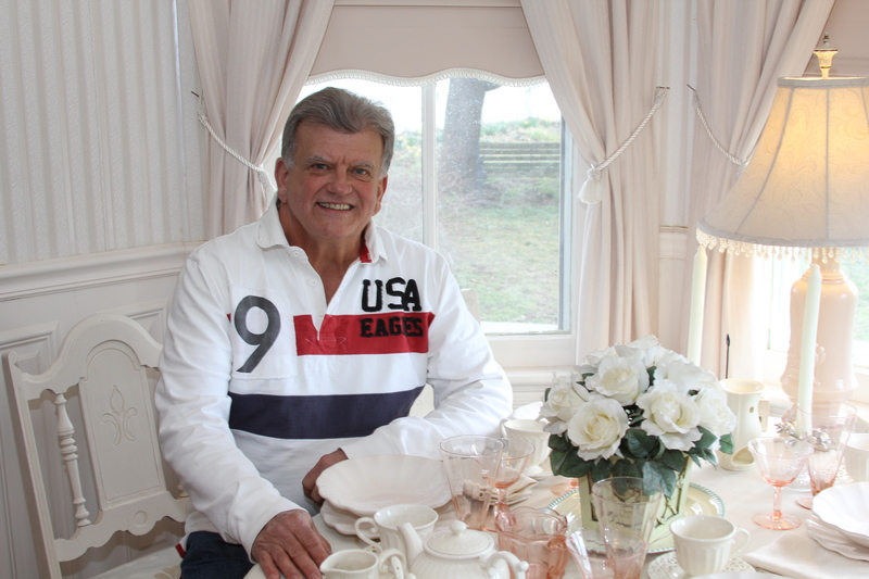 Chuck Greaves sits in the well-appointed dining room at the Mansion Farm. BY MELISSA STEELE