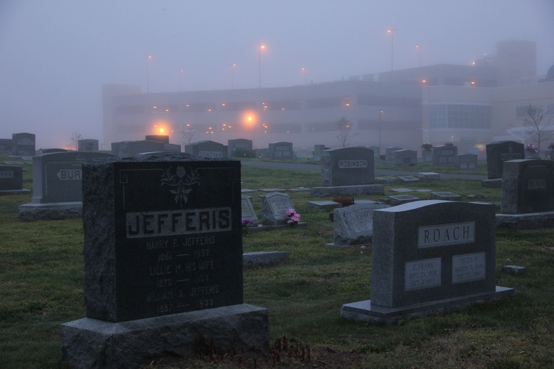 Bethel Cemetery on Blockhouse Pond Hill with the Beebe parking garage in the background. BY DENNIS FORNEY