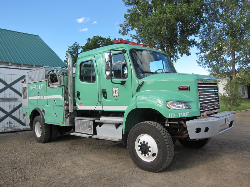One of the new pieces of firefighting equipment used by the Forest Service crew at Payette National Forest is parked behind headquarters. BY DENNIS FORNEY