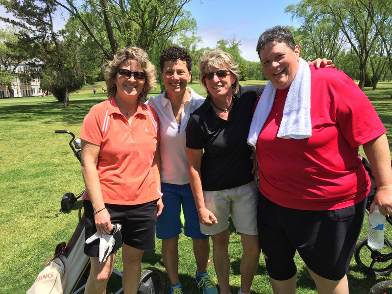 Cindy Knotts, Theresa Crivelli, Angela Murray and Deb Bryan (l-r) prepare to take on the course at the Epworth UMC Golf Outing. SOURCE SUBMITTED