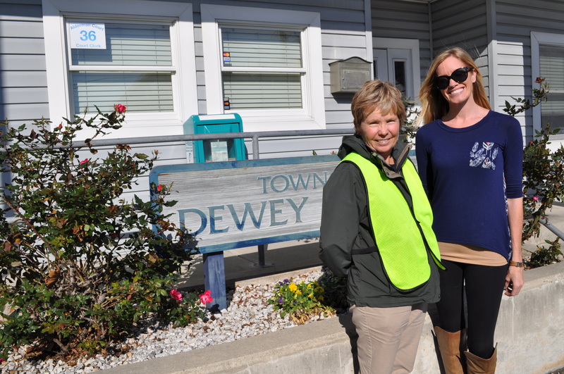 Sposato account manager Sue Jernberg, left, was recognized by Dewey Beach town clerk Ashleigh Hudson for her crew's help in beautifying the town through her landscaping expertise. SOURCE SUBMITTED