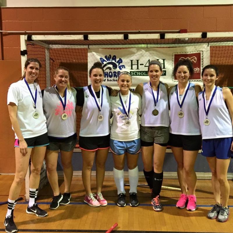 From left to right: Emily Walls, Shannon Colburn, Bridget Marshall, Sydney Ostroski, Lisa Kammerer, Cristy Bogle, and Sarah Mushrush COURTESY DELAWARE SHORE FIELD HOCKEY