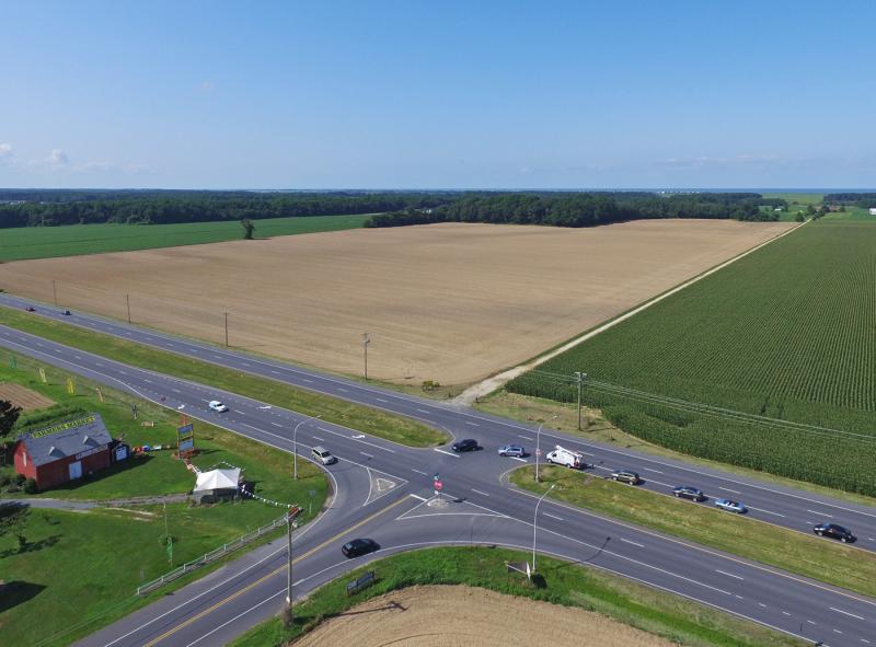 Sussex County Council voted 4-1 to deny a rezoning application for the Overbrook Town Center on the brown parcel across from Cave Neck Road. BY NICK ROTH