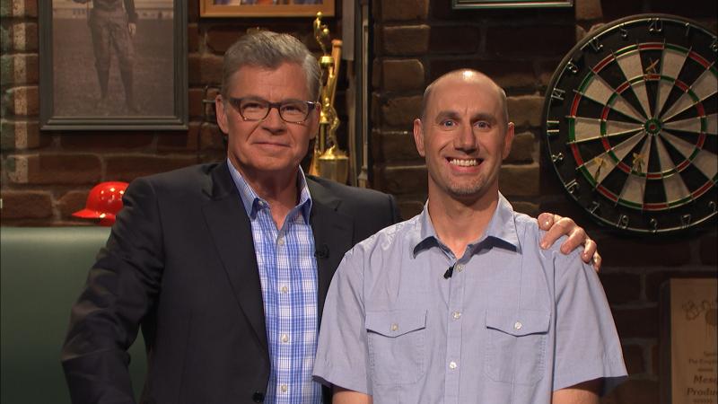 Erik Farinas of Millsboro, right, was recently a contestant on Sports Jeopardy! hosted by Dan Patrick. SUBMITTED PHOTO