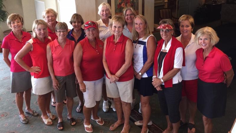 The winning Osprey Team from this year’s Solheim Cup team tournament held at Rehoboth Beach CC Aug. 10. In back are (l-r) Kathy Curry, Beth Forbes, Reagan Strasser and Kim Stockson. In front are Judy Bennett, Barbara Collins, Carol Wetherhold, Arlene Simms, Pris Desena, Cyndy Simeone, Bee Ekdahl, Daisey Hudson and Sheila Halfpenny. SUBMITTED PHOTO