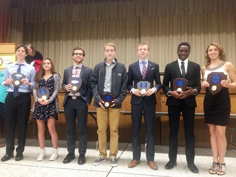 Downstate runners landing a spot on the all-state cross country team include (l-r) Johnathan Epstein of Caesar Rodney, Olivia Brozefsky of Cape Henlopen, Ben Bamforth of Sussex Tech, Austen Cave of Delmar, Drew Harris of Lake Forest, Tosin Ibironke of Smyrna and Naomi Bowser of Smyrna. TIM BAMFORTH PHOTO