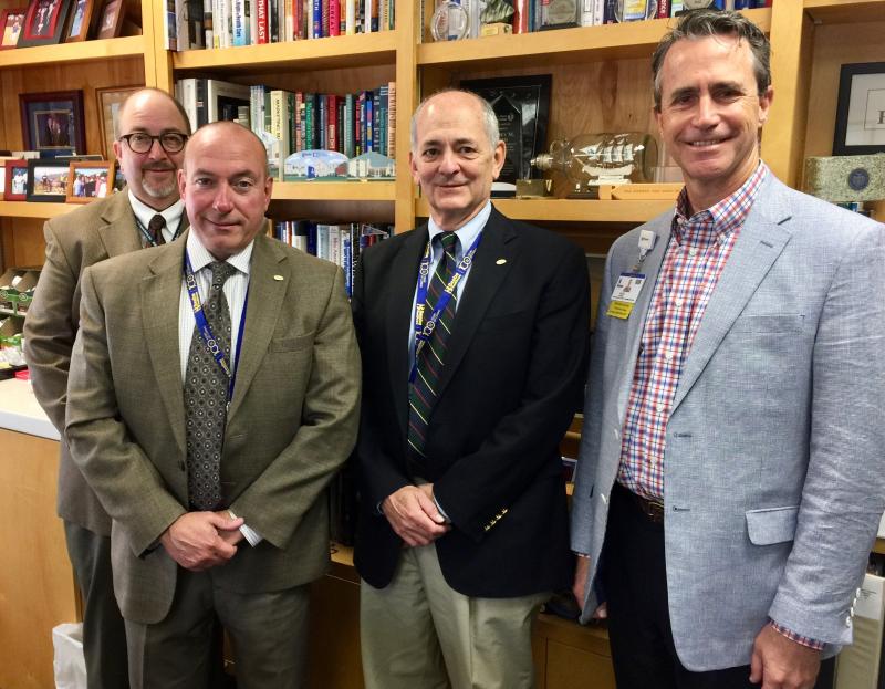 Some of the members of Beebe Healthcare’s executive management team include (l-r) Rich Schaffner, chief operating officer; Paul Pernice, vice president for finance; Jeff Fried, president and chief executive officer; and Alex Sydnor, vice president for external affairs. DENNIS FORNEY PHOTO