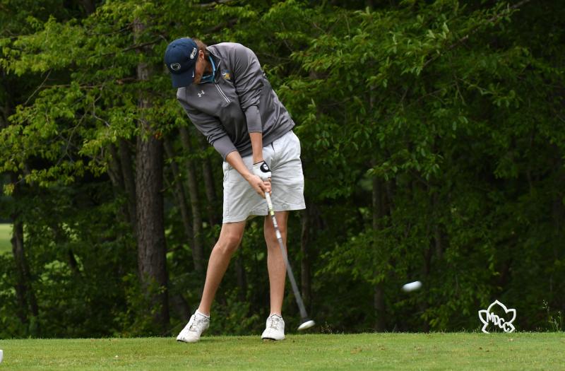 Cape senior Matt Zehner takes a tee shot on the Day 1 of the DIAA State Championship. DAN COOK PHOTO