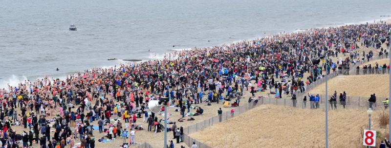 More than 3,000 people took the plunge into the Atlantic Ocean in Rehoboth Beach Feb. 4. DAN COOK PHOTO