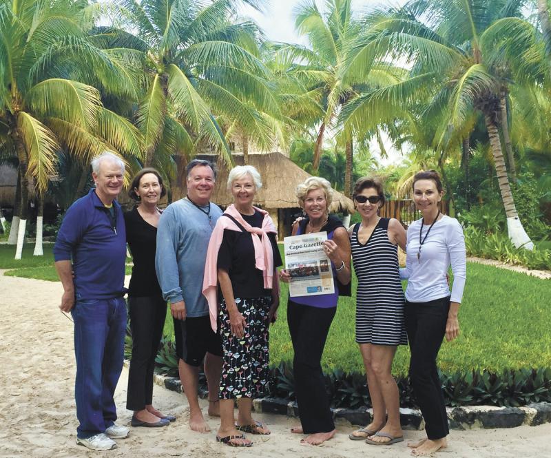 Pictured (l-r) are Steve Fennell, Barbara Fennell, Charlie Codacovi, Karen Fergusen, Ginny Daly (holding the Gazette), Ruthie Stevenson, Debbie Killeen.