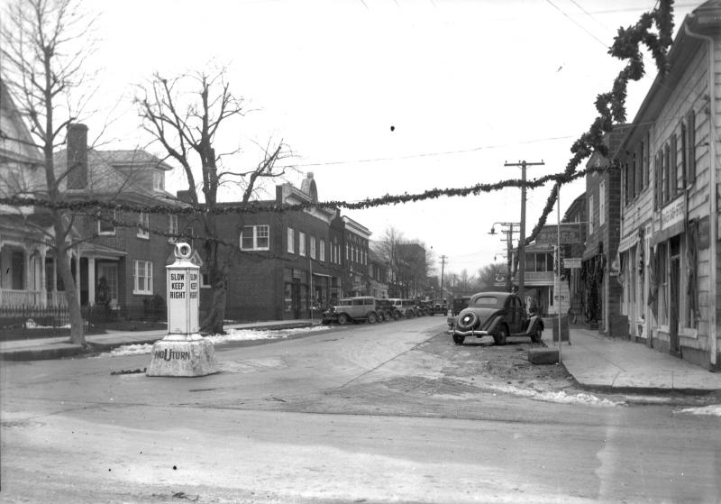 This photograph was made in the 1930s by Lewes pharmacist Everett Bryan who had a store on the corner of Second Street and Savannah Road, where a so-called silent policeman was stationed to keep traffic separated. The concrete base for the silent policeman was mentioned in the Aug. 17 column as a possibility for an unidentified concrete object found in the backyard of a nearby Gills Neck Road residence. PHOTO COURTESY OF HAZEL BRITTINGHAM