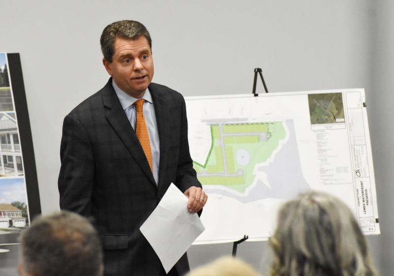 Joseph Setting describes the 90-unit attached villa community he plans to build on New Road. NICK ROTH PHOTO