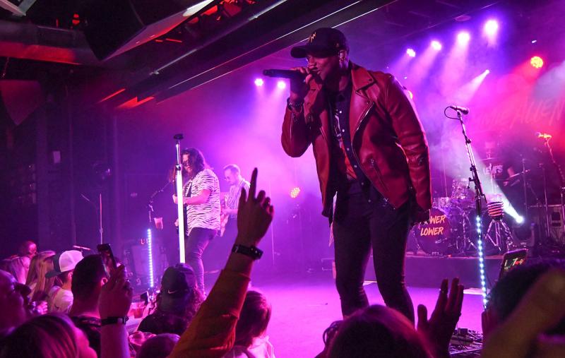 The crowd reacts to Jimmie Allen.