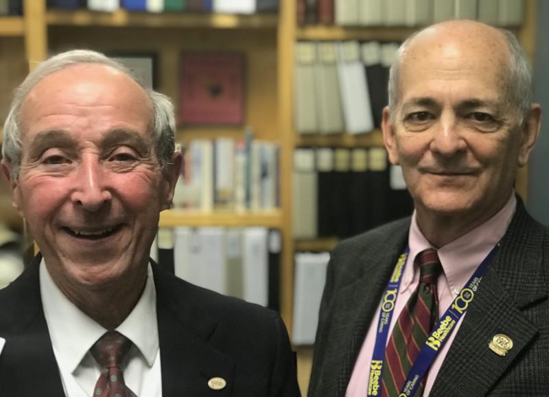 David Herbert, left, became the new chairman of Beebe Healthcare’s Board of Directors one year ago when he succeeded Bill Lee in the position. He is shown here with Beebe’s president and chief executive officer Jeff Fried. DENNIS FORNEY PHOTO