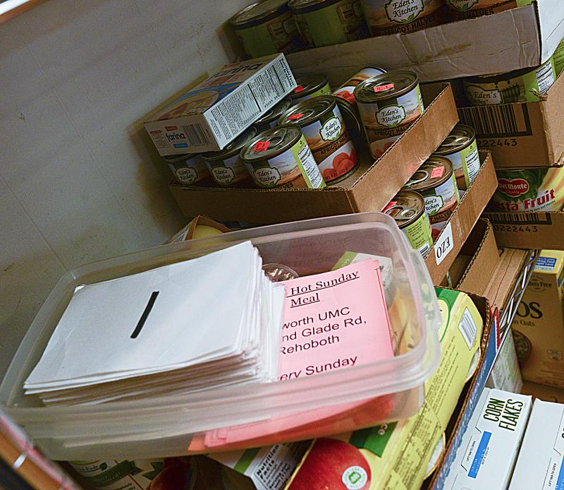 The numbers are part of a system for organized delivery of goods to attendees of the pantry.
