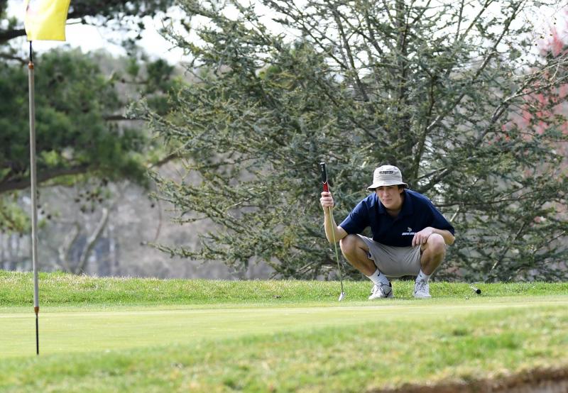 Cape’s Saxon Kalb lines up a putt. He shot a 41 on the day.