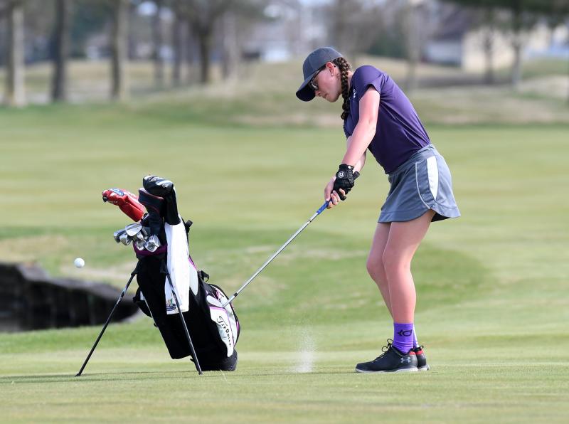 Sussex Academy freshman Hannah Lydic hits to the green.