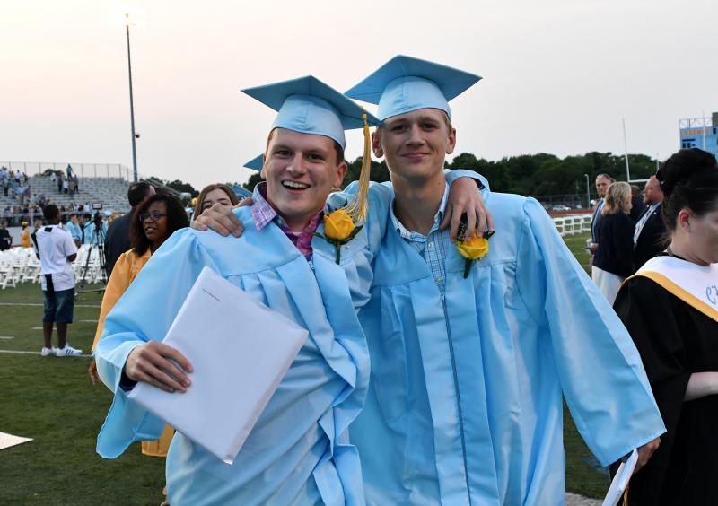 “We did it!” say Connor Dorney, left, and Logan Dominick.