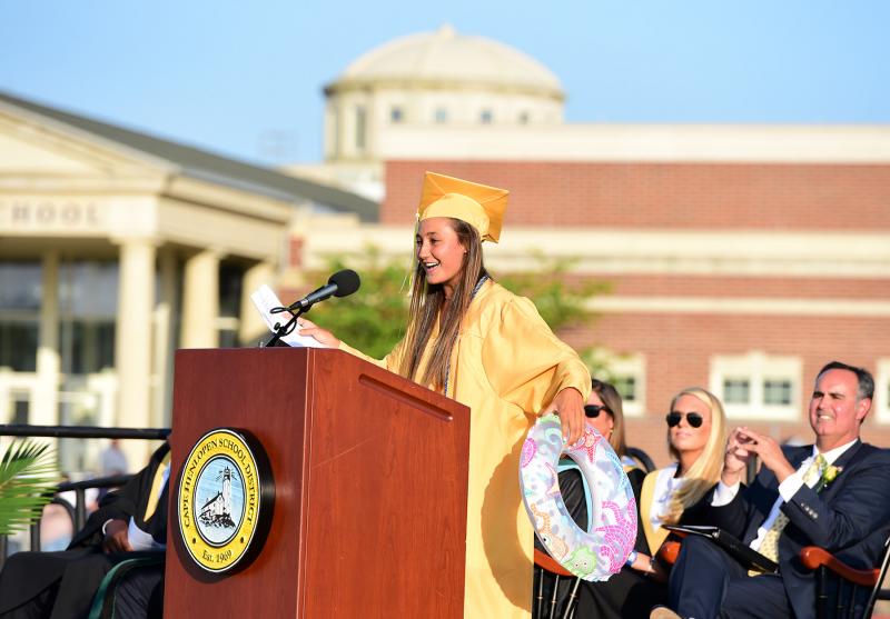 Cape Class of 2019 President Claire Rasin addresses her classmates.