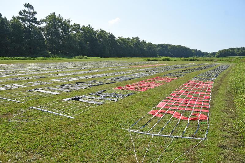 The day’s banners are laid out and ready to go.