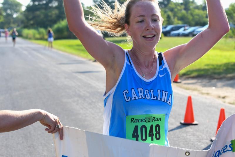 Sarah McShane, 25, wins the women’s race at the Fritchman 5K with a time of 20:01. Sarah is in her third year of medical school at UNC.