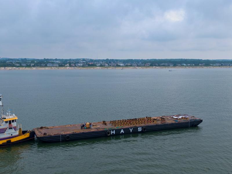 The barge 1,500 feet off the coast. ROB WATERS PHOTO