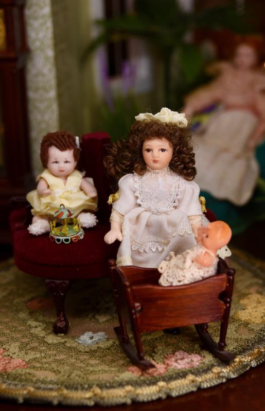 Many of the dolls used in the houses are from England.