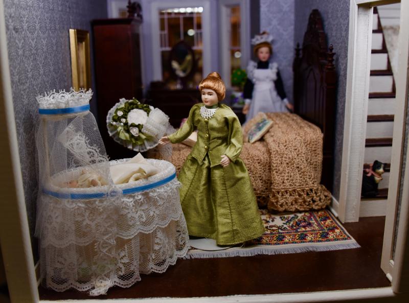From era wallpaper to the crochet bedspread to the English doll, this room in the Victorian house shows the exacting work Cathy Tydings and Liz McCubbin complete in every project they undertake. RON MACARTHUR PHOTOS