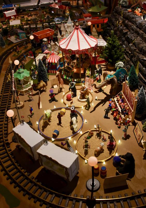 One of the train displays is centered around a circus.