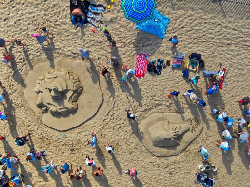 Footprints in the sand show people were respectful of the the creations. ROB WATERS PHOTO