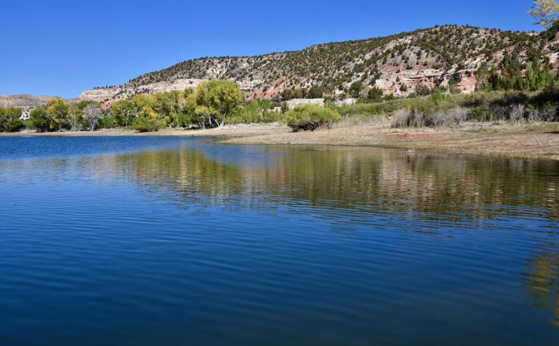 The reservoir at Escalante Petrified Forest State Park.