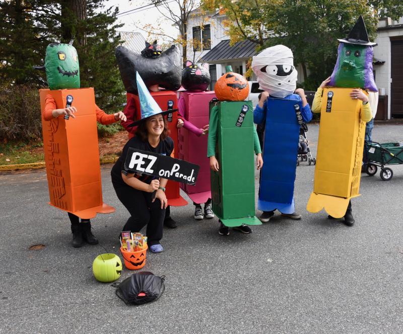 Spooky Pez characters pose for a photograph before the parade starts. RON MACARTHUR PHOTO