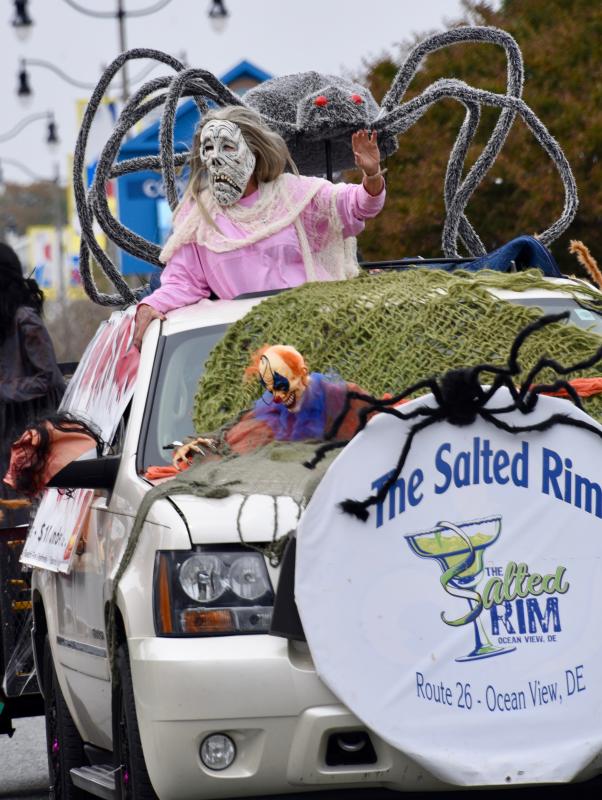 A hideous creature rides atop The Salted Rim float. RON MACARTHUR PHOTO
