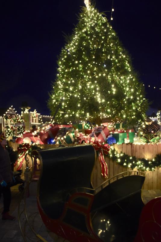 A large Christmas tree greets visitors to Winter Wonderfest.