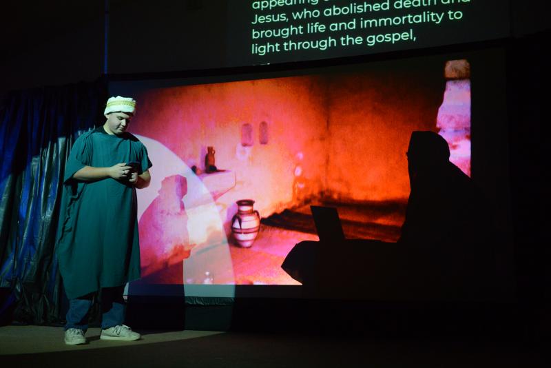 Timothy, played by Christian Dekker, receives the letter. New Covenant Shadow