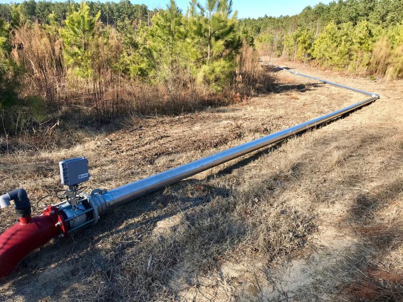This Artesian pipe, and others like it visible from Route 16 between Milton and Ellendale, will carry treated wastewater into the Isaacs tree farm where it will fertilize growing pines. The trees, in turn, will remove nutrients from the water, which represents the final stage of treatment. DENNIS FORNEY PHOTO
