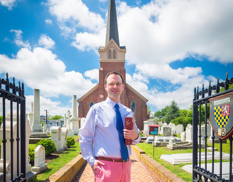 T.J. Thomas stands outside St. Peter’s Episcopal Church in Lewes. SOURCE: JUSTIN NIXON