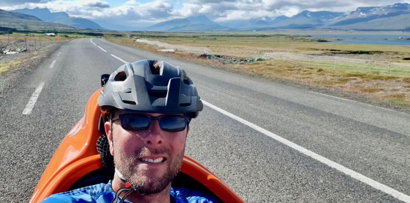 John Duffy travels through the mountains near Bjódvegur, Iceland.