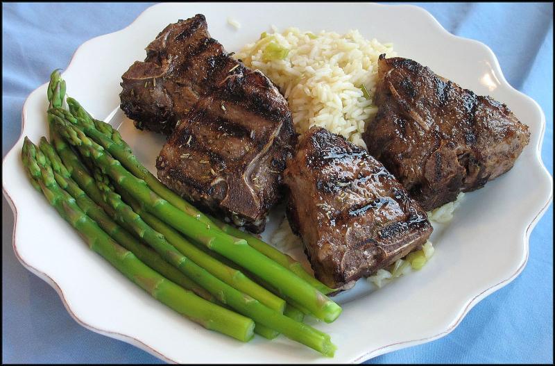 Rosemary marinated lamb chops with rice pilaf and asparagus. JACK CLEMONS PHOTO