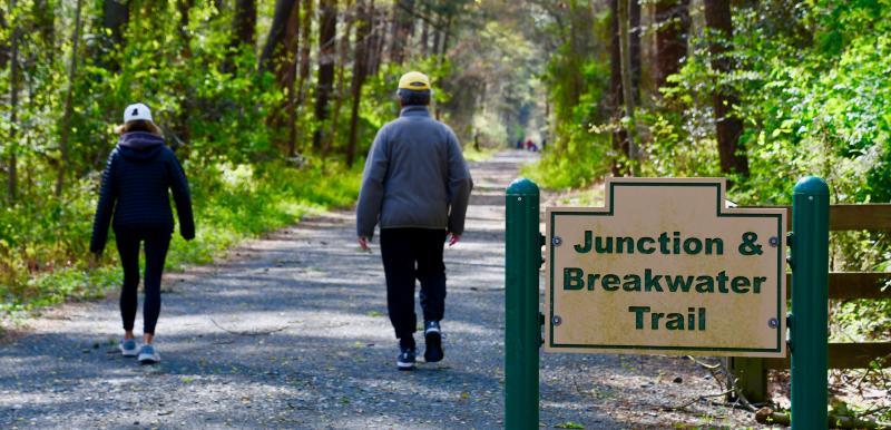 The Junction-and-Breakwater Trail links Lewes and Rehoboth Beach with connection to the Lewes-to-Georgetown Trail.