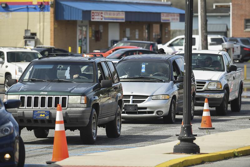 The line was steady to receive the meal.