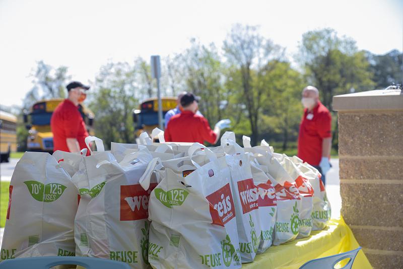 Bags of food at the ready.