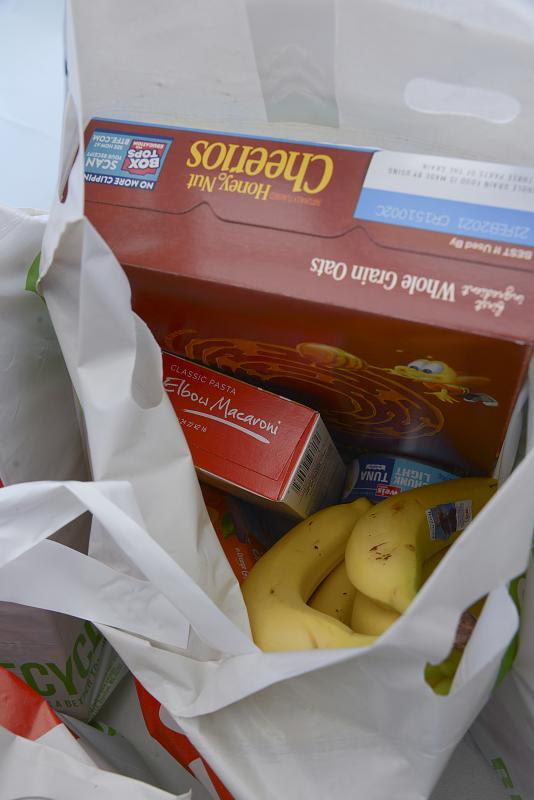 A bag of food for a family.
