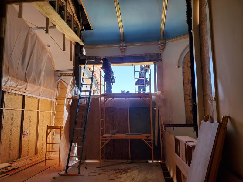 Crews are hard at work renovating St. Peter’s Episcopal Church in downtown Lewes. SUBMITTED PHOTOS