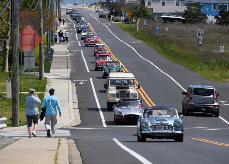 A long line of British cars drive along Savannah Road in Lewes May 2. RON MACARTHUR PHOTOS