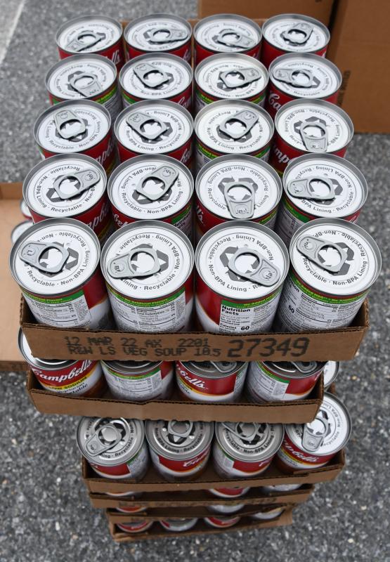 Canned soup and spaghetti are among the staples given out by the Food Bank.