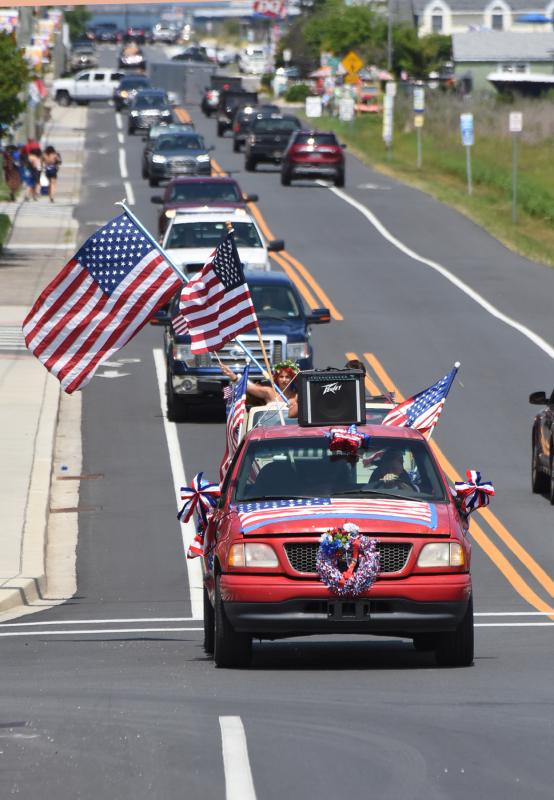 The parade moves west up Savannah Road toward downtown.