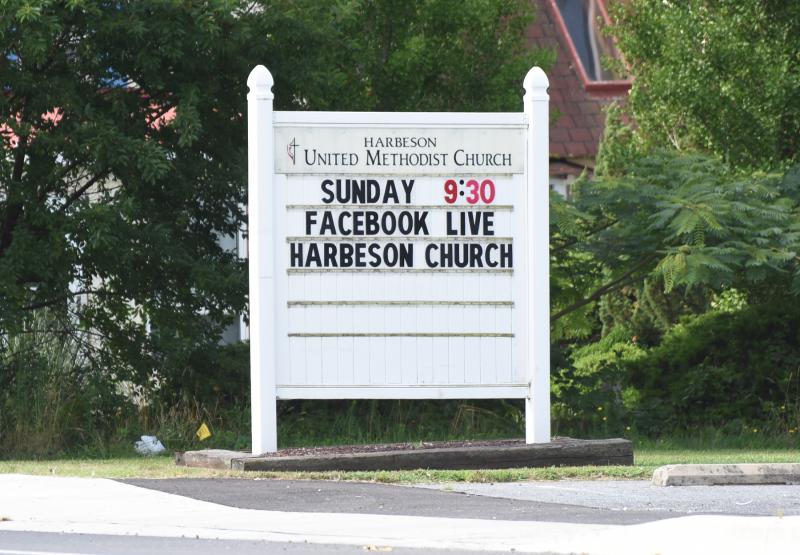 Some churches, like Harbeson United Methodist Church, use their sign to promote services.