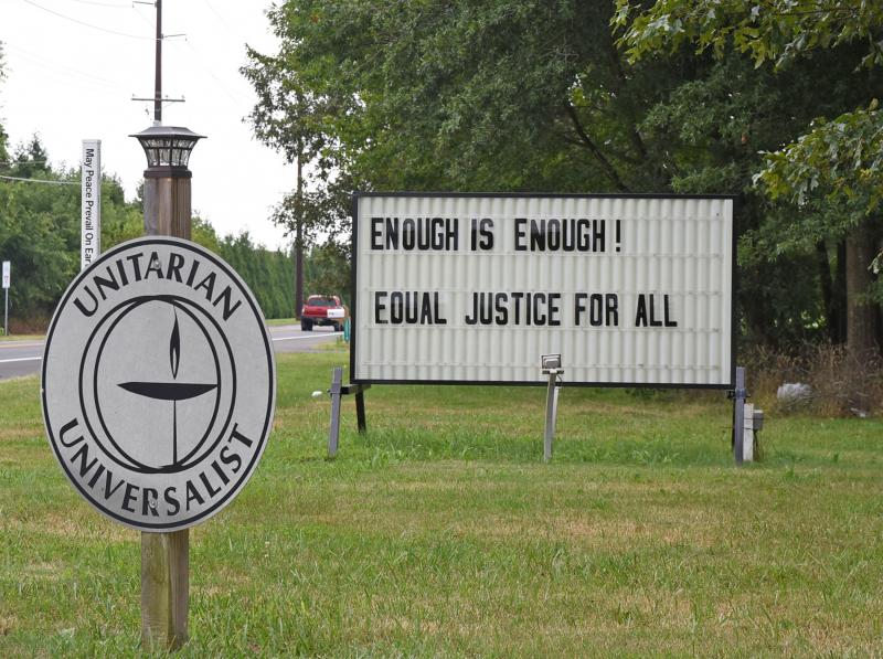 The Unitarian Universalist church on Route 9 outside Lewes takes a stand on equal justice.